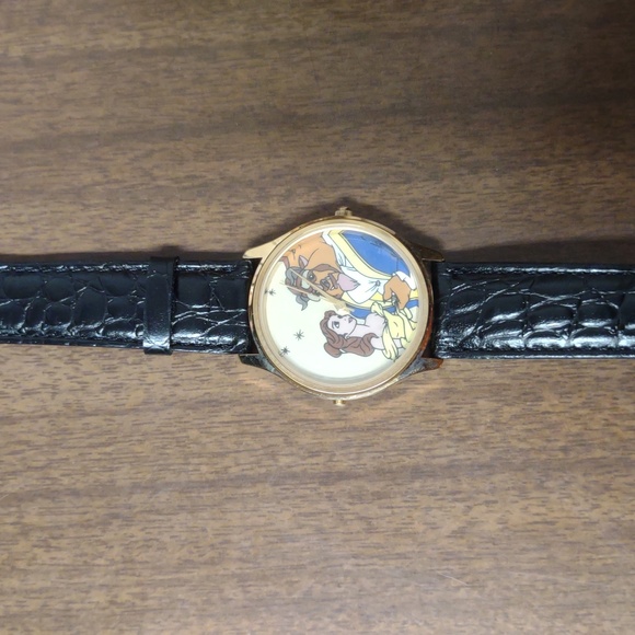 Disney Accessories - Disney Beauty and the Beast Black and Gold Pouch With Musical Watch